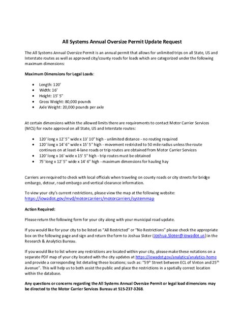 new annual overweight permits iowa.